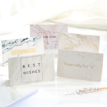 Korean creative marble card elevator folded greeting card hot stamping message bag flower material for flower shop