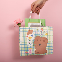 ins Korean style cartoon cute bear paper bag carry shopping bag bag gift bag gift bag storage bag gift box