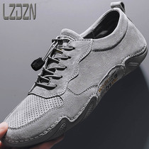 Male Shoes Small Leather Shoes Eight Paws Fish Beans No Laces To Drive Handmade Soft Bottom Driving Genuine Leather Tide Cards Breathable Korean Version