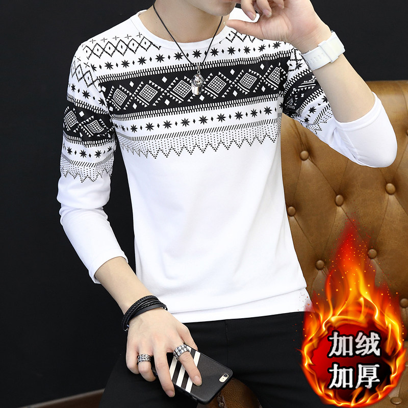 青少年加绒加厚秋冬保暖内衣青年上装男士初中高中学生装保暖上衣