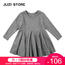 JUZI STORE Dress Spandex Lox Lotus Leaf Underswing Decorate Long Sleeve Dress Girl 1736506