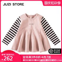 JUZI STORE childrens clothing big Terry stitching design top jumper long sleeve T-shirt girls 1833010