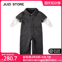 JUZI STORE childrens clothing deformed cotton button decoration long sleeve jumpsuit neutral boy girl 1733501