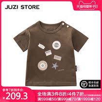 JUZI STORE childrens wear needle ribbed military print top T-shirt neutral boy girl 1925169