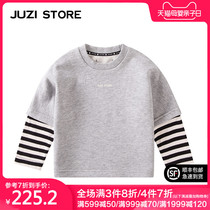 JUZI STORE childrens clothing big Terry stitching fake two top jumper neutral boy girl 1833011