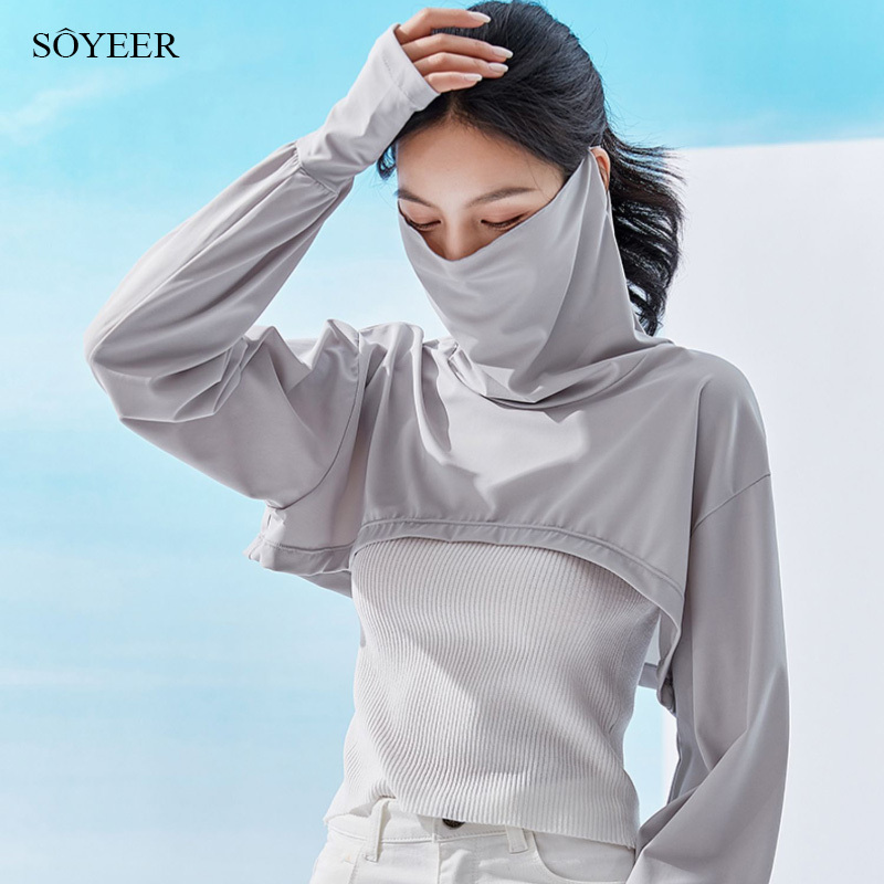 Driving Sun Protection Sleeves for Women, Uv Protection, Summer Ice Silk Gloves, Thin Ear-Hanging Neck Protection Face Mask, Magic Shoulder-Length Shawl
