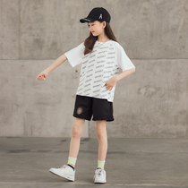 Girls summer clothes two sets of foreign atmosphere Korean domineering short sleeve set Net red thin loose big children summer two pieces 12