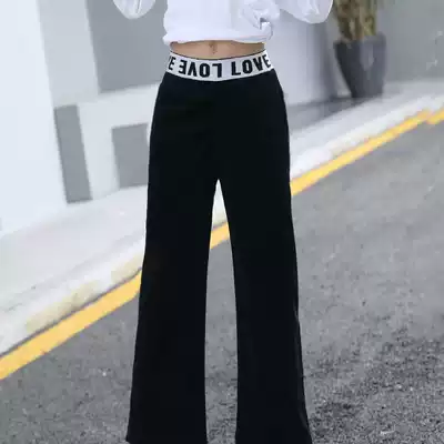 Girls pants spring and autumn children wide leg pants loose 2021 children's wear Foreign style Bell pants girls Big children wear trousers