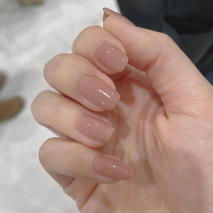 [Cinnamon Tea Jelly] High-Quality Japanese-Style Light Therapy Nude-Feel Handmade Wearable Nails Daily Nail Art Patches Handmade