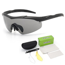 American military fan bulletproof shooting goggles military fan CS explosion-proof tactical glasses wind-proof and sand-proof sunglasses three-lens set