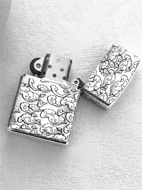 Zippo genuine lighter sterling silver auspicious cloud dragon original genuine zp windproof kerosene engraving custom men's gift