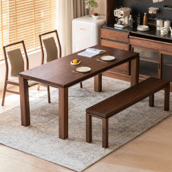 North American Black Walnut Dining Table, Song-Style Aesthetic, Home Use, Desk That Can Be Used as a Living Room, Rectangular Solid Wood Dining Table and Chair Set
