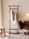 North American Black Walnut Coat Rack, New Chinese Style Solid Wood Coat Rack, Song-Style Aesthetic Bedroom Floor-Standing Coat Rack and Storage Rack
