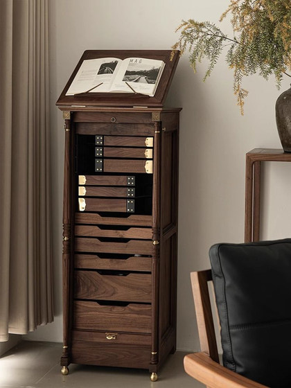 American-Style Vintage Dental Cabinet, Floor-Standing Jewelry Cabinet, Tea Cabinet, Tea Room Rotating Tea Set Cabinet, Chest of Drawers, Collectibles Storage Cabinet