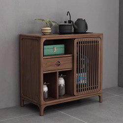 North American Black Walnut Tea Cabinet, New Chinese-Style Tea Side Cabinet, Integrated Kettle and Tea Table, Solid Wood Sideboard