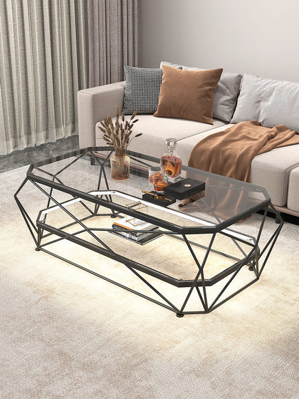 Coffee Table for Small Living Rooms, Home Use, Light Luxury, Modern Rectangular Glass, Simple and Creative, Office, 2025 New Model