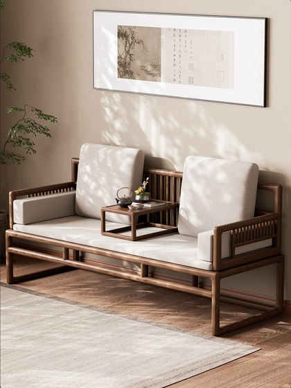 Tiebang Song-Style Aesthetic Solid Wood Luohan Bed Three-Piece Set for Living Room, Luohan Couch Bed, New Chinese-Style Zen Furniture