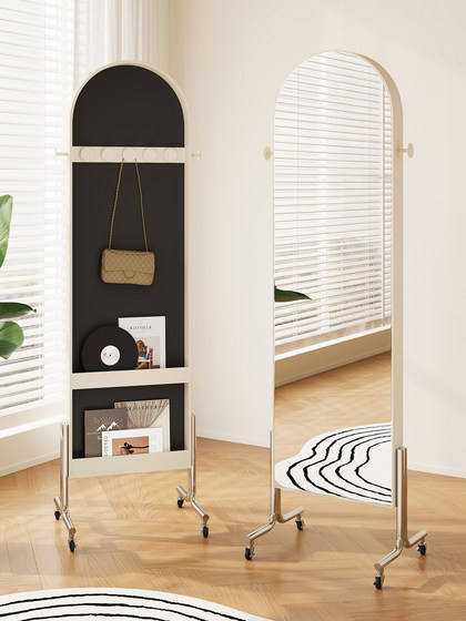 Vertical Full-Length Mirror, Dressing Mirror, Clothing Store Vertical Fitting Mirror, Movable Floor Mirror, Home Magazine Rack, Bookshelf