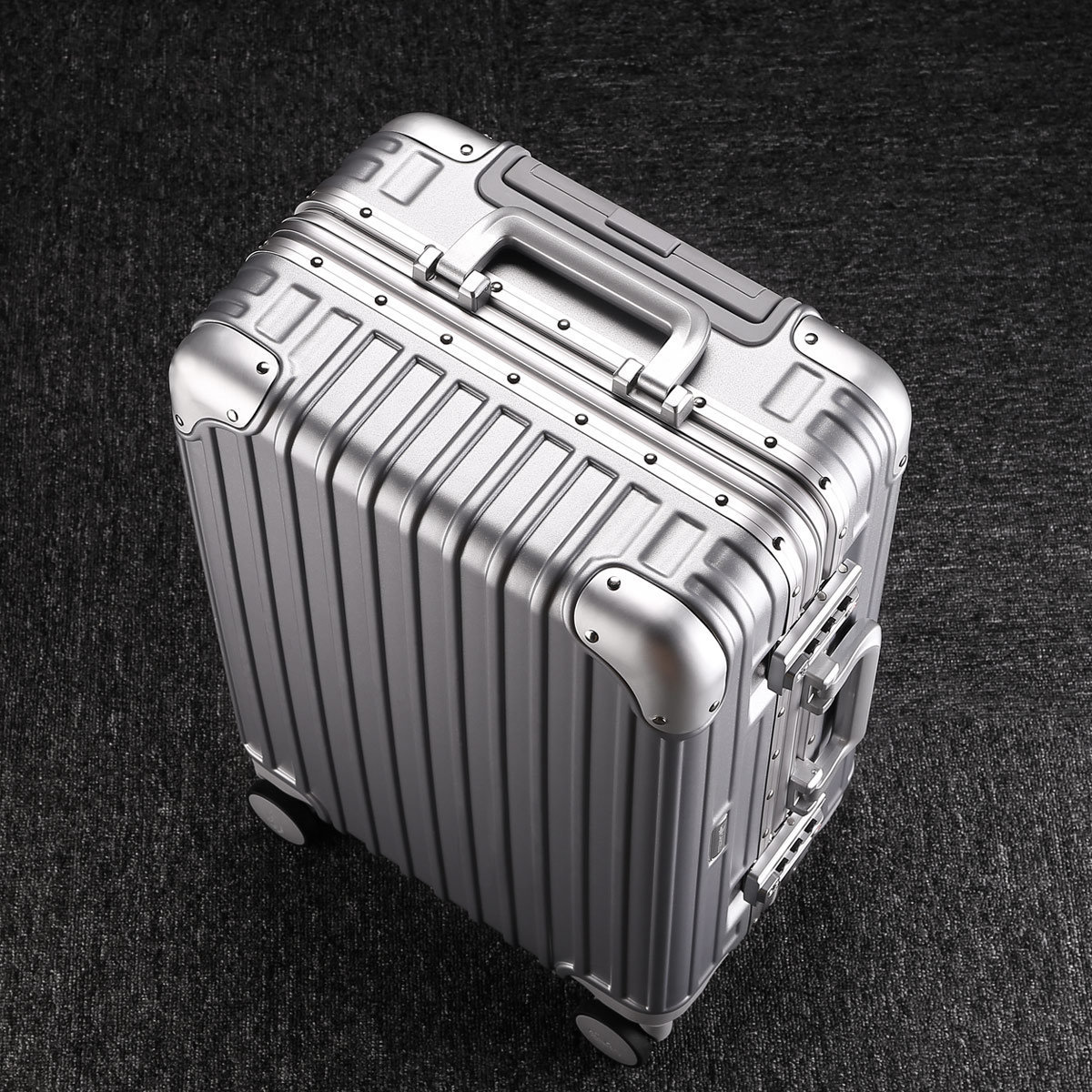 High-value luggage men and women trolley case aluminum frame universal wheel box strong and durable leather luggage suitcase 24 inch
