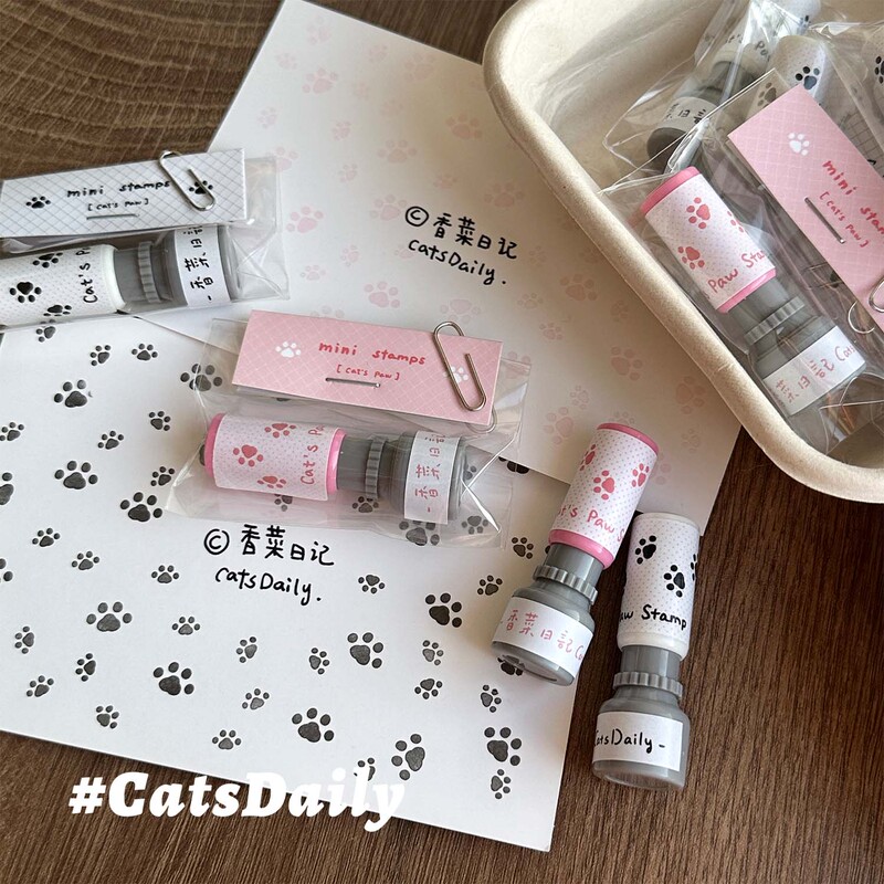 【Catsdaily】Original Mini Cat Paw Light-Sensitive Stamp for Journal Decoration, Cute Material