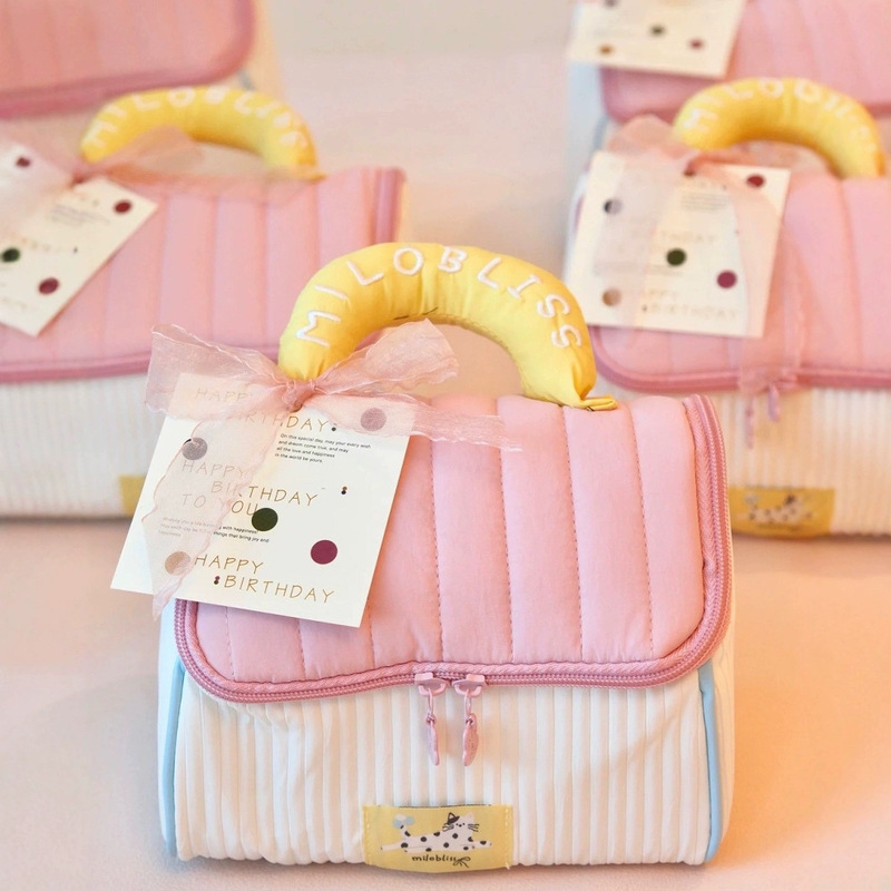 Baby Full-Month Gift, Cute Little House Cosmetic Bag, Birthday Party Return Gift, Pink Hand-Held Gift Box, Empty Box Bag
