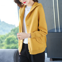 February and August short coat ladies small man wear sweater spring and autumn 2021 new fashion style hooded cardigan