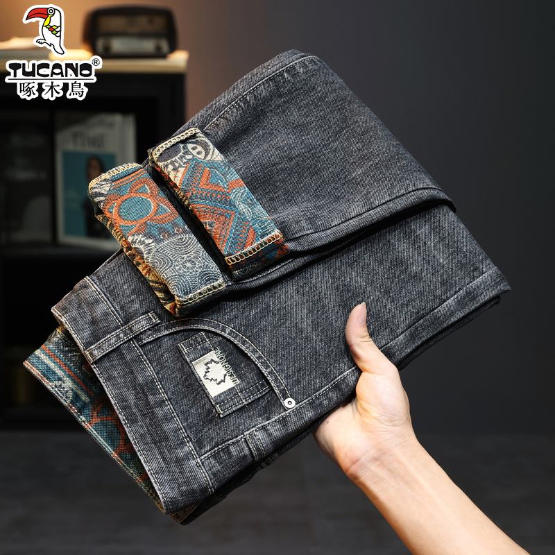 Woodpecker 2024 Autumn/Winter New Men's Jeans Stretch Slim Straight Trendy Brand Embroidered Printed Thick Men's Pants Woodpecker 2024 Autumn/Winter New Men's Jeans Stretch Slim Straight Trendy Brand Embroidered Printed Thick Men's Pants