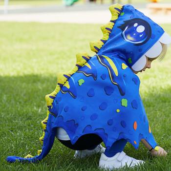3d spiny ໄດໂນເສົາ cloak hooded cloak cosplay ເດັກນ້ອຍຜູ້ຊາຍຮູບພາບດູໃບໄມ້ລົ່ນກິລາກອງປະຊຸມອະນຸບານການປະຕິບັດເຄື່ອງນຸ່ງຫົ່ມ