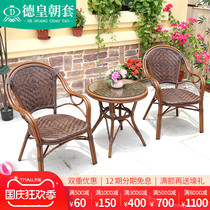 Outdoor balcony rattan chair coffee table three-piece set table and chair garden courtyard home leisure terrace cool table and chair