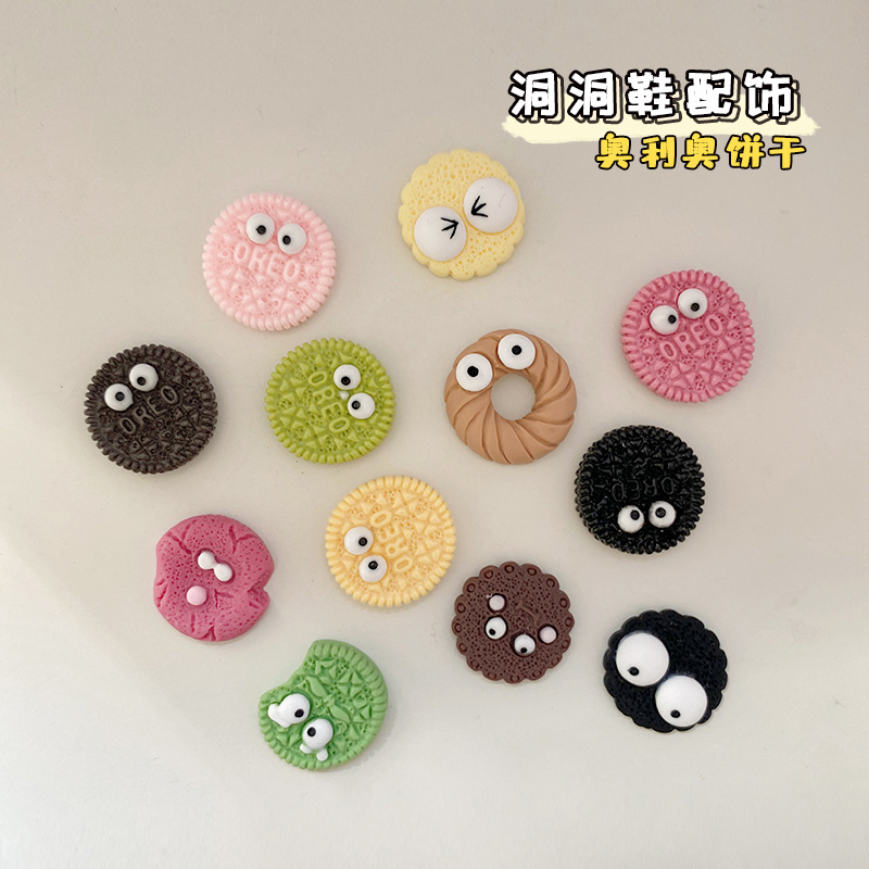 Cute Realistic Oreo Cookie Shoe Charms for Crocs Slippers, Detachable Accessories, Girly DIY