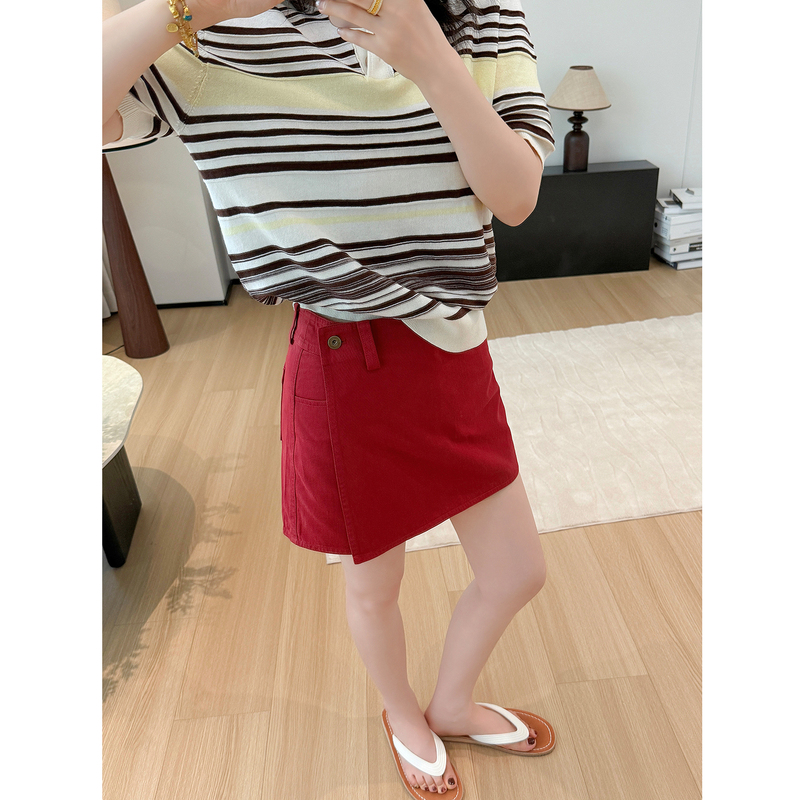 Makes Legs Look Longer~ Red Faux Two-Piece Shorts for Women, 2026 Summer Trendy and Fashionable Faux Wrap Red A-Line Skirt Makes Legs Look Longer~ Red Faux Two-Piece Shorts for Women, 2026 Summer Trendy and Fashionable Faux Wrap Red A-Line Skirt