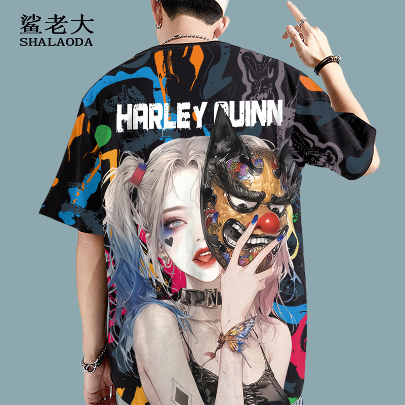 2026 New Style Short-Sleeved T-Shirt for Men with Clown Print, Round Neck, Dropped Shoulders, Half-Sleeves, Large Size, Plus Size, Youth T-Shirt 2026 New Style Short-Sleeved T-Shirt for Men with Clown Print, Round Neck, Dropped Shoulders, Half-Sleeves, Large Size, Plus Size, Youth T-Shirt