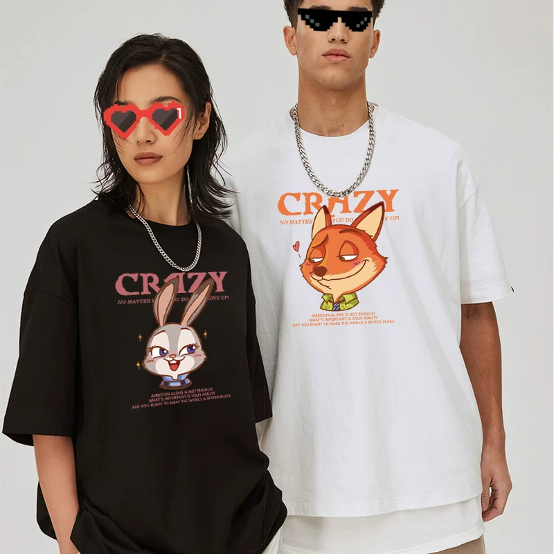 Хлопковая футболка с коротким рукавом, одежда для пары-мультяшек, oversize, для возлюбленного