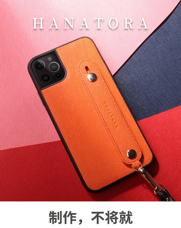 Hanatora Wrist Wrap Genuine Leather Minimal 15, 15 Plus, 15 Pro, 15 Pro Max iPhone Case
