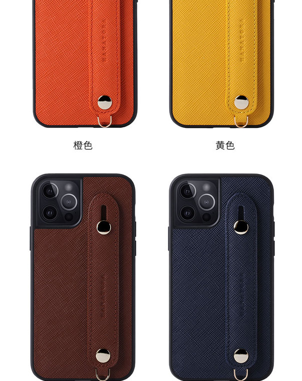Hanatora Wrist Wrap Genuine Leather Minimal 15, 15 Plus, 15 Pro, 15 Pro Max iPhone Case