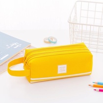 Large Capacity pencil-box bi-level multi-functional students pencil case Korean version of the simple canvas primary and middle school students in men and women pencil case