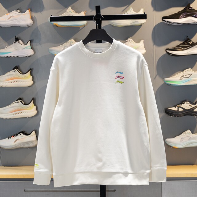 Li Ning unisex round neck fleece pullover sweatshirt