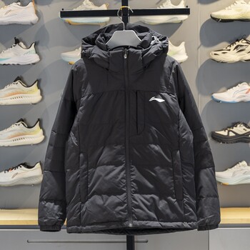 Li Ning Short down Jacket Men's 2025 Winter Duck down Warm Sportswear Windproof Hooded Jacket Yymv219