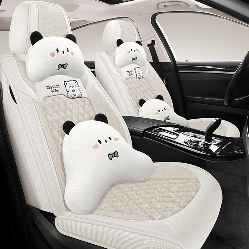 Подушка автокресла four seasons универсальная льняная ткань для обивки сидений 2025 новый чехол для подушки сиденья зимний полностью закрытый чехол для автокресла