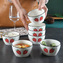 Bowl Ceramic rice bowl Household meal bowl Net red bowl Creative noodle bowl Soup bowl Salad snack fruit bowl