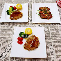 Creative ceramic Western flat plate Steak plate Hotel household tableware dish plate Pure white snack shallow plate
