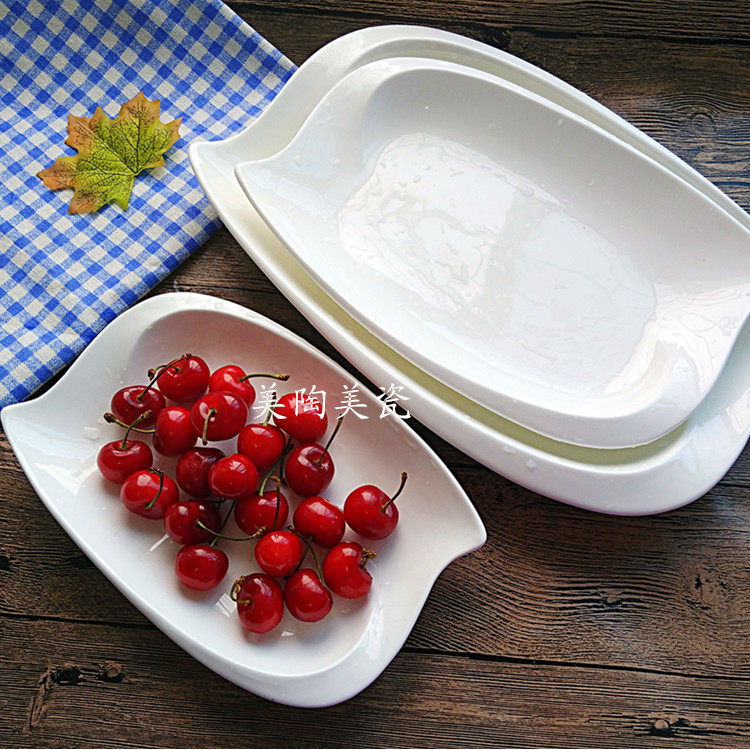 Pure White Ceramic Dish Western Dining Tray Steak Tray Soup Pan Italian Pasta Moon Discs Flat Pan Home Soup Dishes