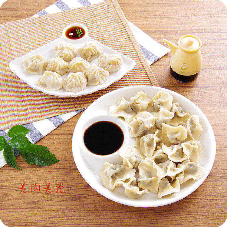 Pure White Ceramic Disc Western Dining Bull Platoon Flat Pan Sushi Pan Moon Light Spot Hearts Dish Household Dishes Water Dumplings Pan