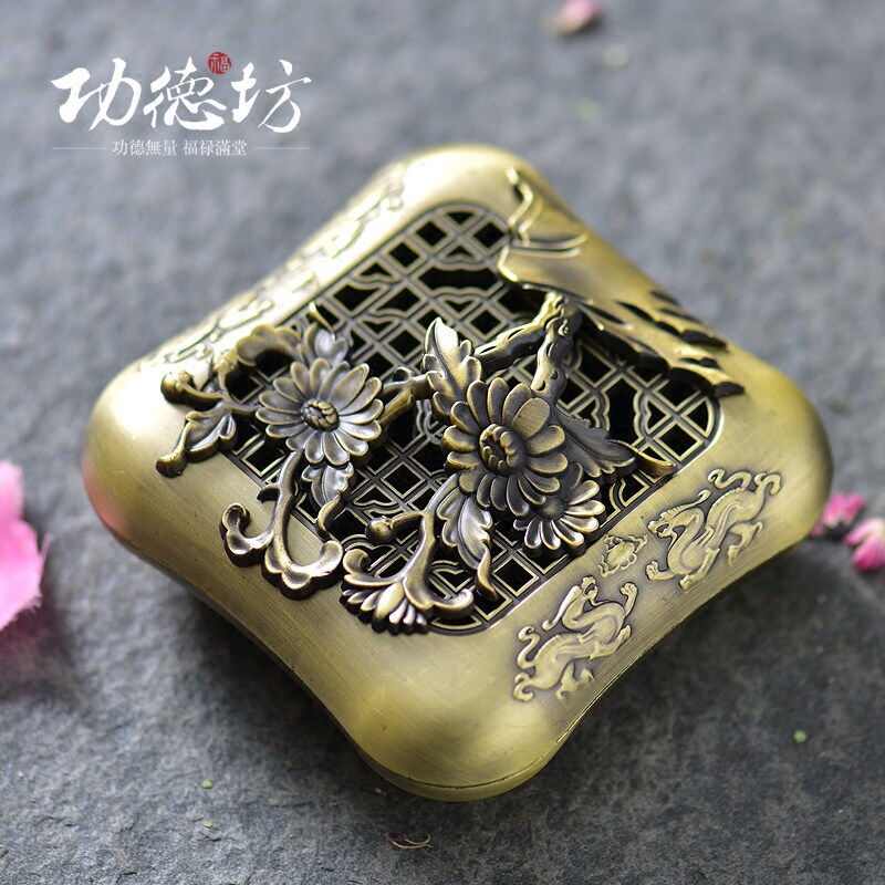 Gongdefang Incenser Home Furnace Antique Copper Incenser with Large Plate Tea Ceremony Incense Incenser Indoor Sandalwood Incenser Creative Incense Burn