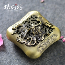 Gongdefang incense burner household antique copper large Pan incense stove tea ceremony incense indoor sandalwood stove creative incense burner