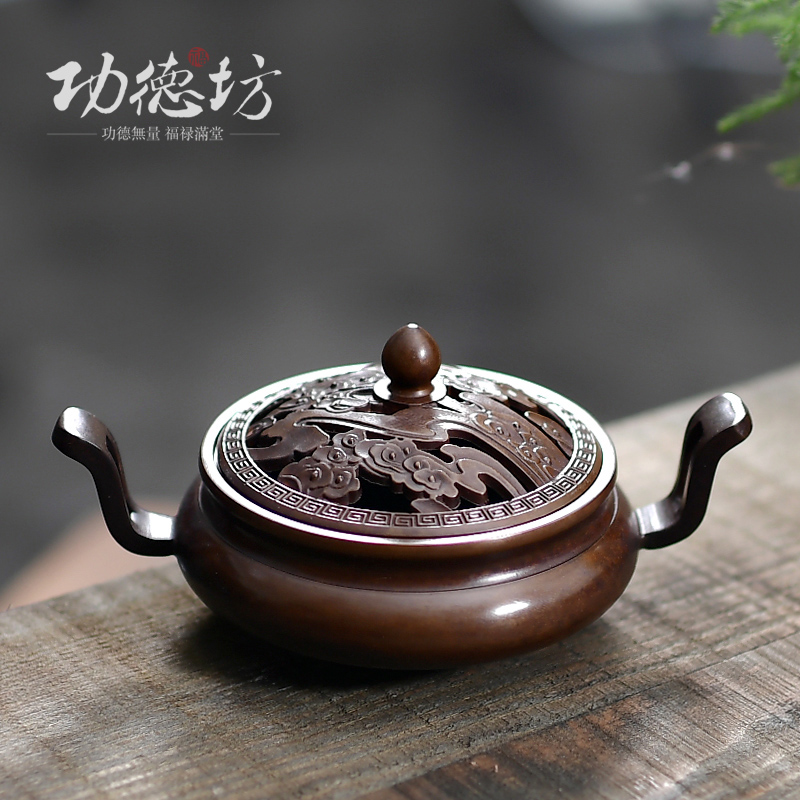 Mentheng - taste household room for pure copper dish aroma furnace with two - foot double ear declarer tea - roast oven
