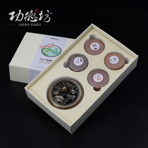 Gongde Square incense burner pure copper incense gift set home 4 flavor Incense Road gift sandalwood pan incense stove