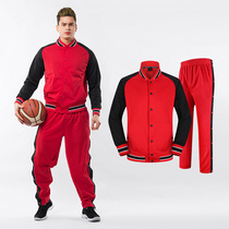 Basketball appearance suit set autumn and winter long sleeve full open button pants sports sweater training team uniform red basketball uniform men