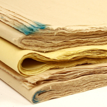  Ancient method pure handmade pure bamboo pulp raw edge paper calligraphy practice paper wholesale unqualified thick Yuan book paper papermaking