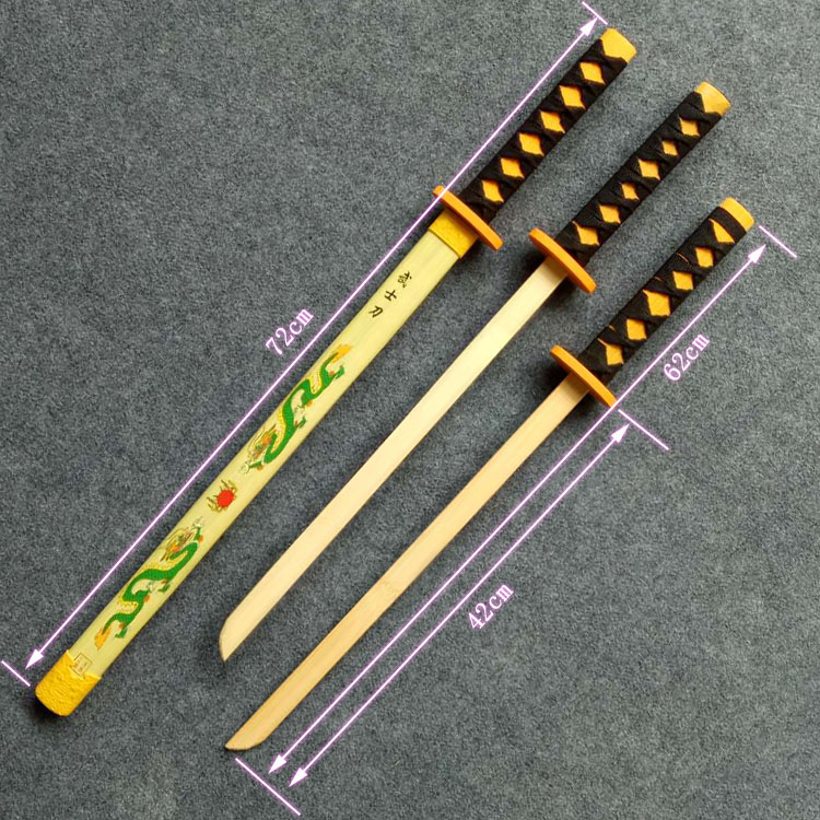 Scenic hot selling wooden double dragon samurai sword simulation weapon children's performance props decoration model toy knife